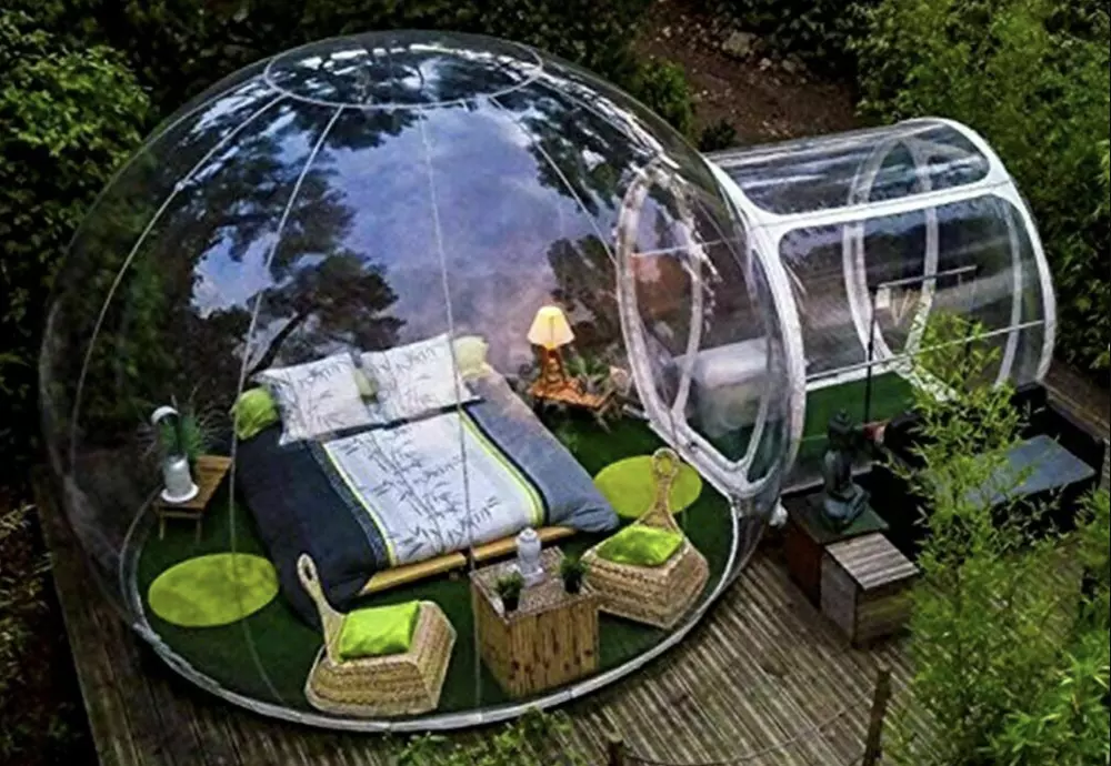 sleeping in a bubble tent